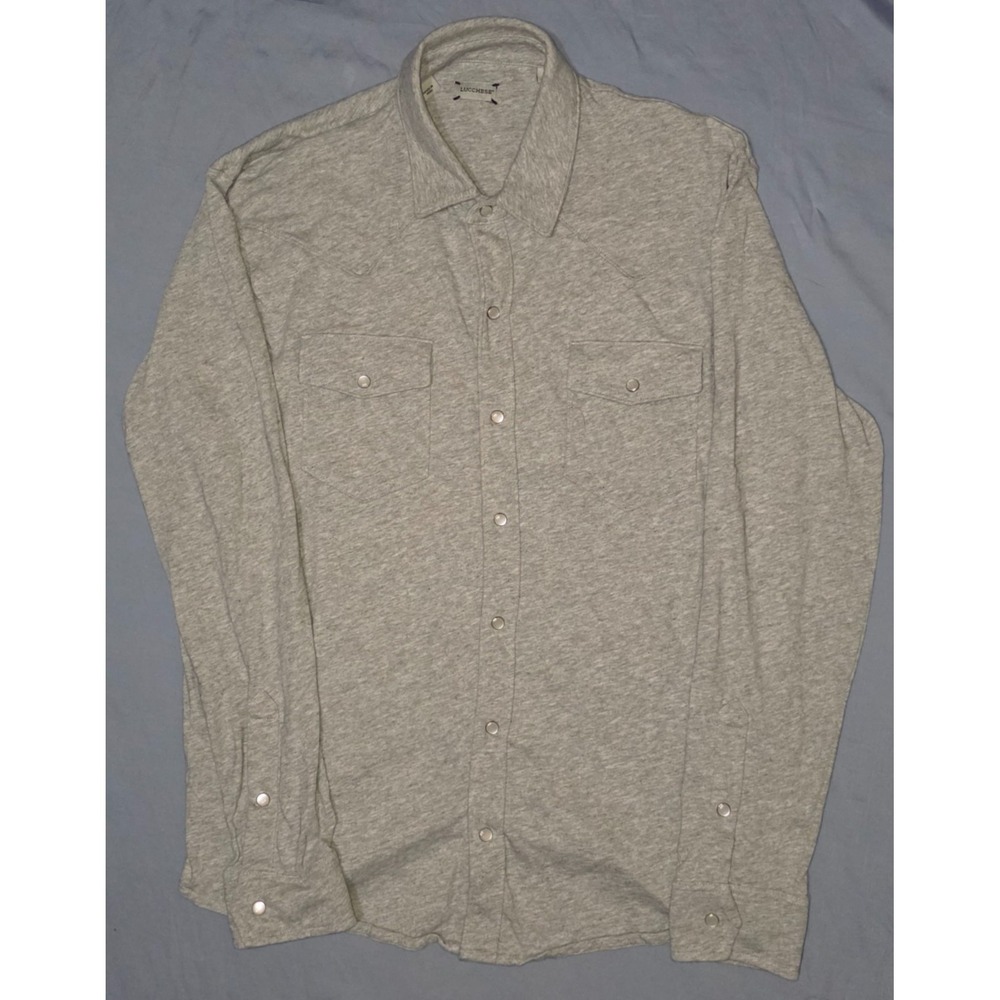 Lucchese Pearl Snap Western Knit Long Sleeve Pima Cotton Heather Gray Mens Large